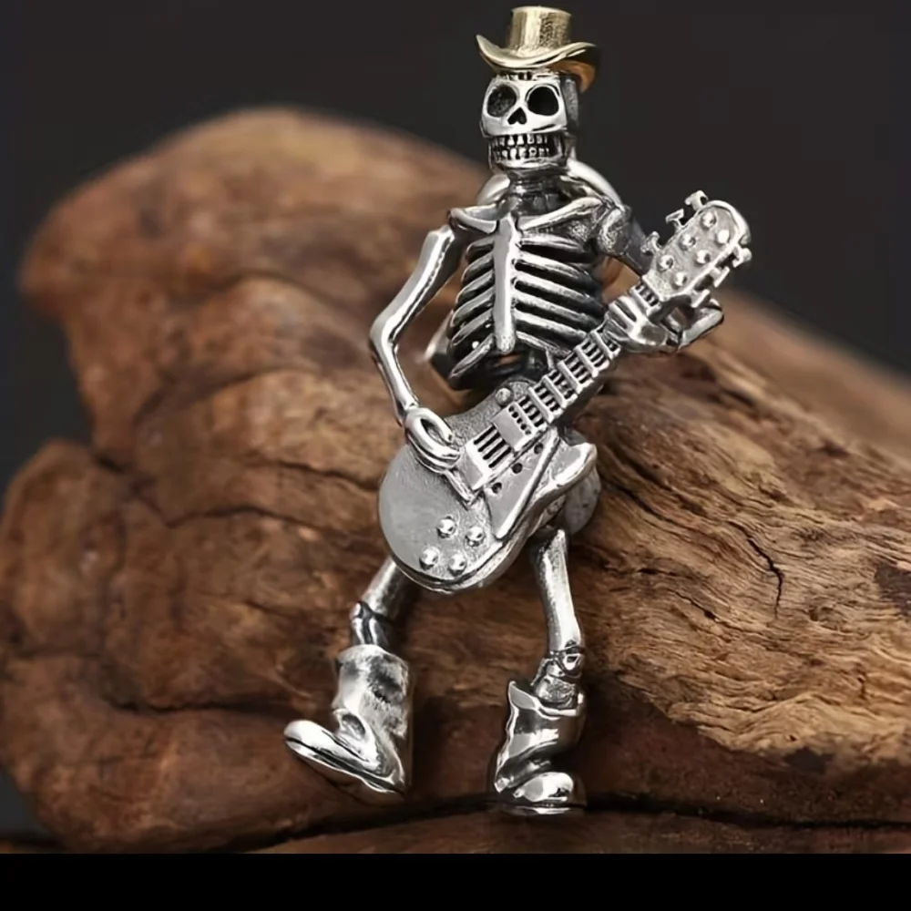 Skeleton Guitarist Pendant Necklace